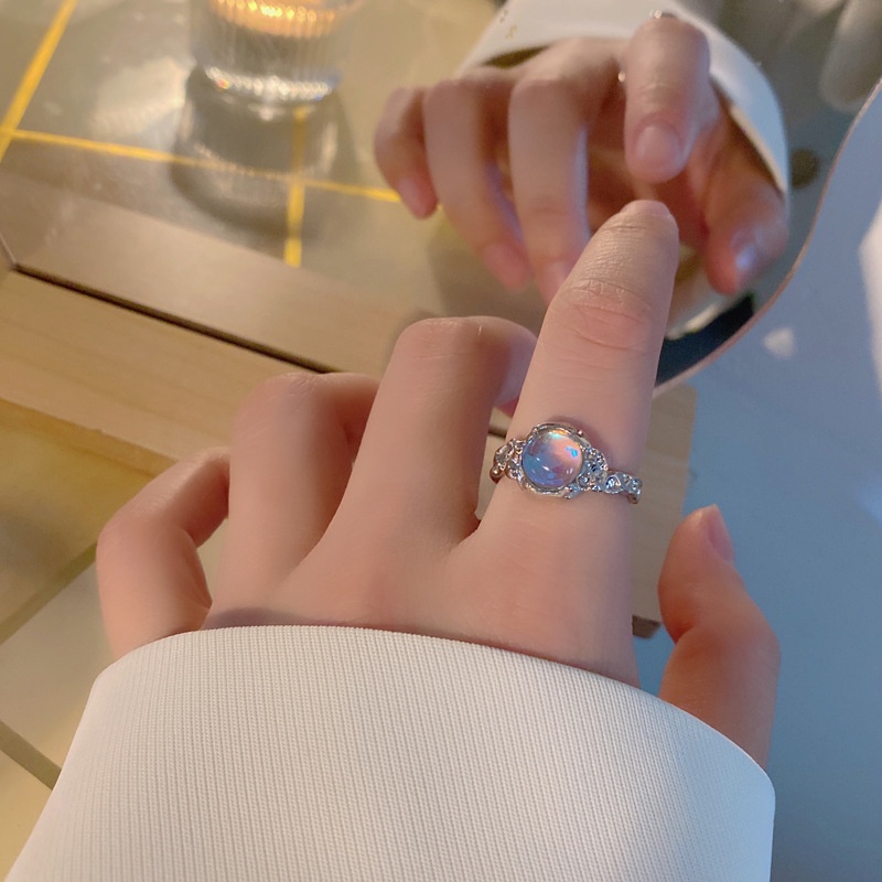 Cincin S925 Silver Model Terbuka Bentuk Geometris Tidak Teratur Warna Permen Gaya Hip hop Korea Untuk Wanita