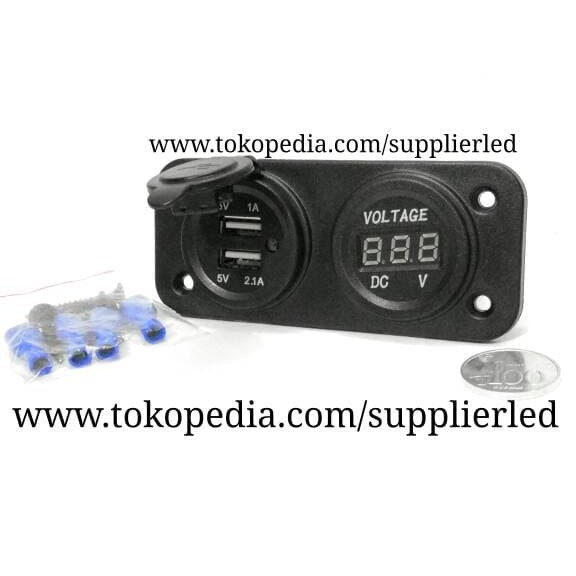 Ready Stok Voltmeter Motor Layar Digital LED dan Charger 2 socket USB  terakhir