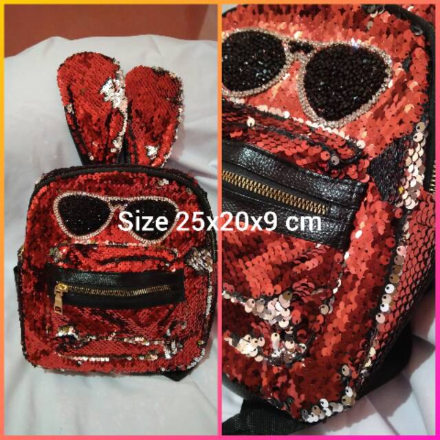 Tas ransel sequin besar bisa berubah warna / backpack sequin / tas import murah