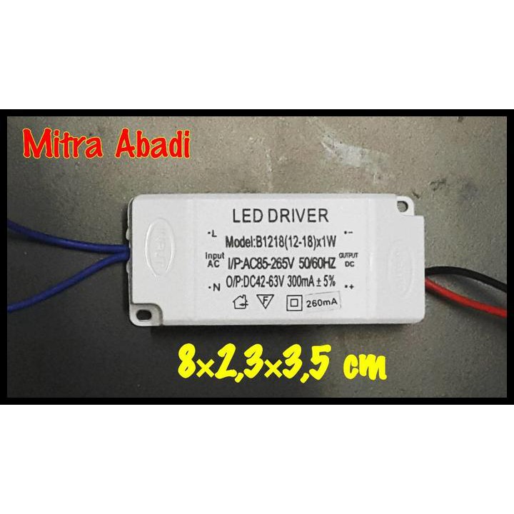 TERMURAH LED DRIVER 12-18*1 WATT CASING PLASTIK