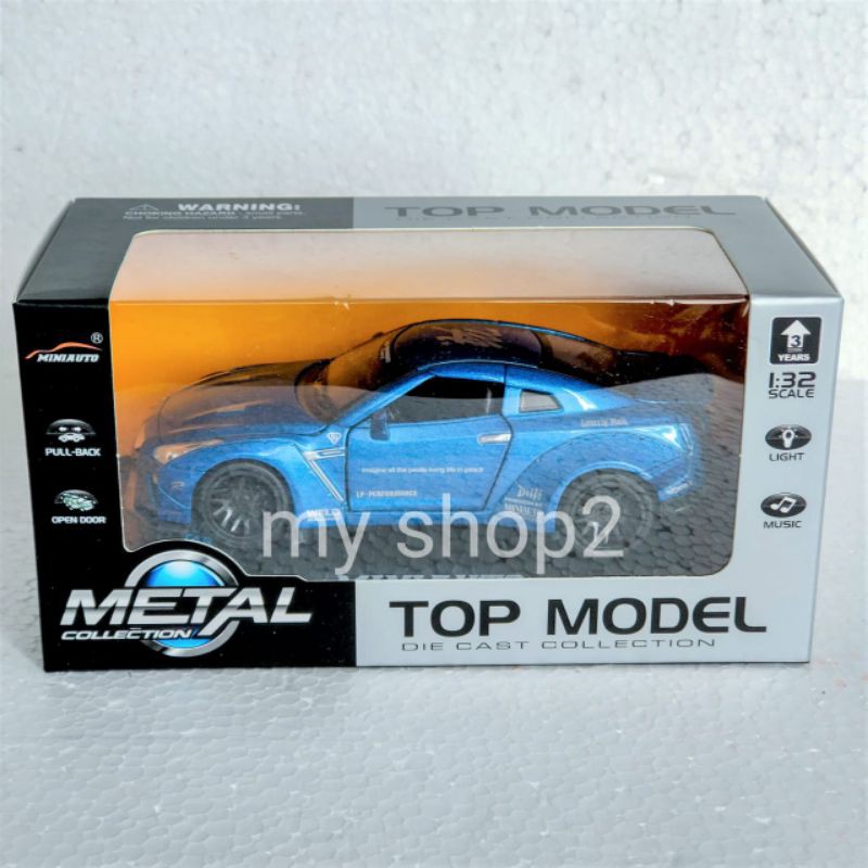 Miniauto diecast.Skala 32 Nissan GTR R35 Warna biru