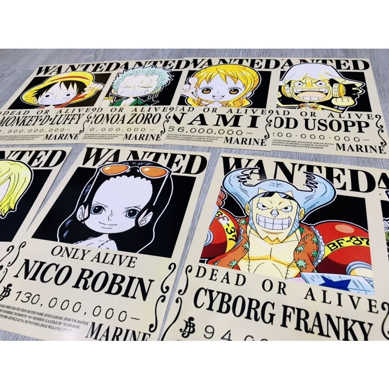 Set Poster Mugiwara Chibi Anime Manga One Piece (Tanpa Bingkai)