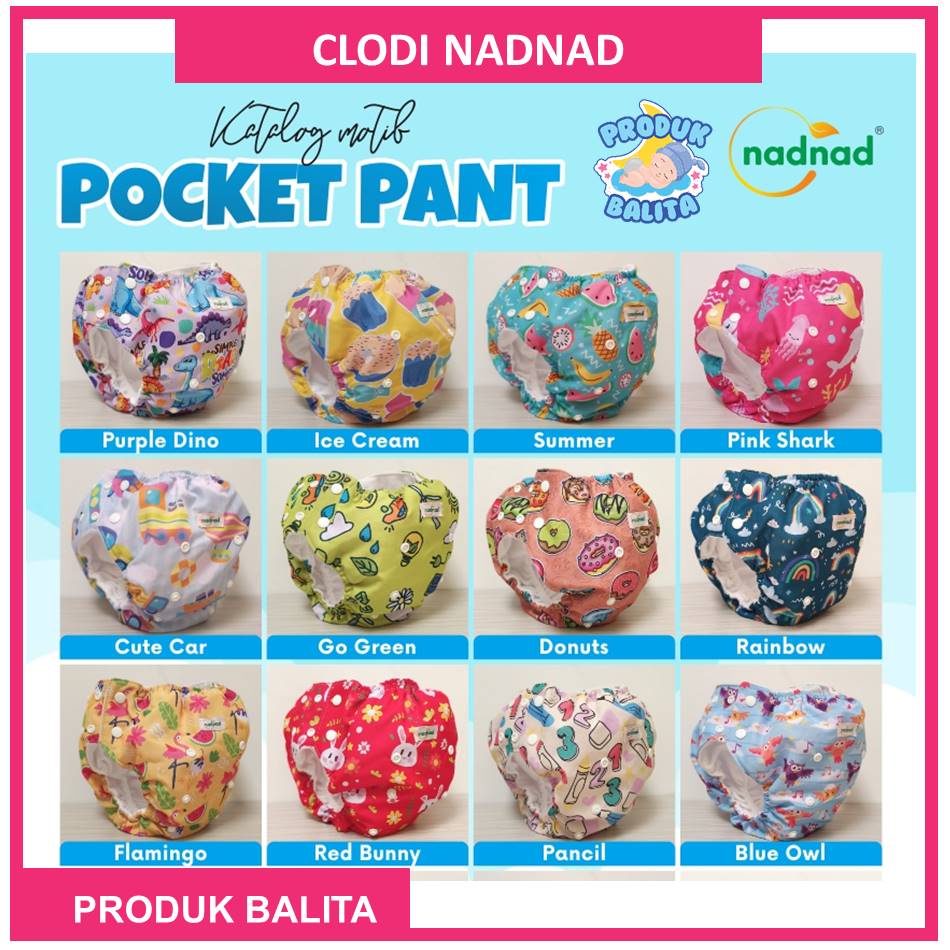 3 Pcs Clodi Nadnad Pocket Pants BB 7-25 Kg Clodi Cover Nadnad Motif Terbaru New Desain