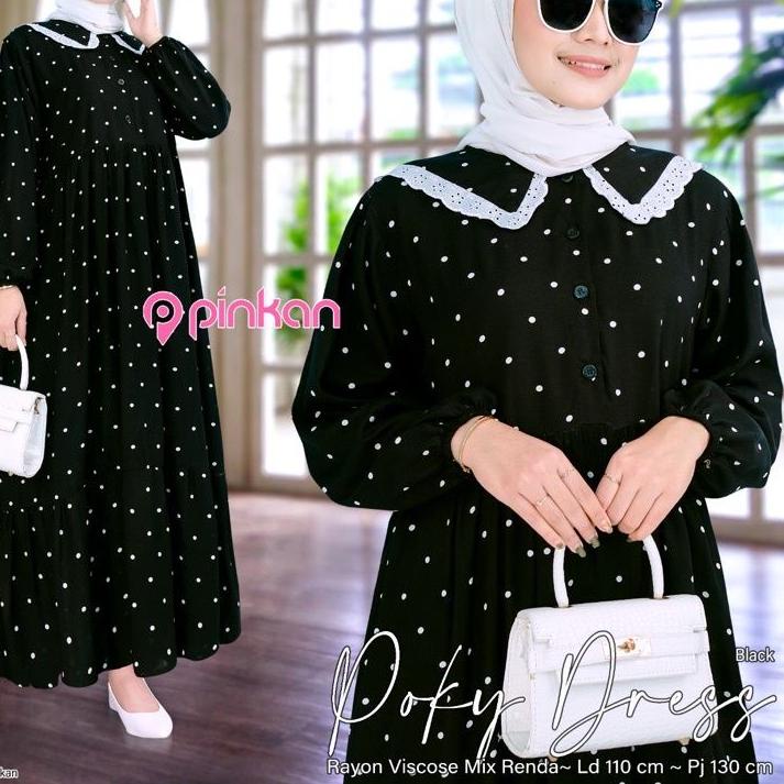 Big Sale -  MIDI DRESS JUMBO MOTIF VIRAL MOTIF POKY DRESS PINKAN