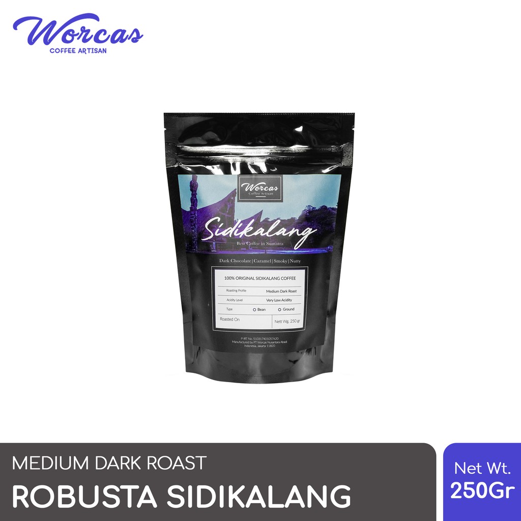 

WORCAS Robusta Coffee Sidikalang 250 Gram - Medium Dark Roast