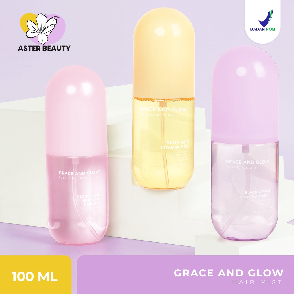 Grace and Glow Daisy Hair Mist Sweet Scent / Peony Blush Heat Care Hair Mist Silk / Black Opium Silky Hair Mist Soft and Silk hair Golden