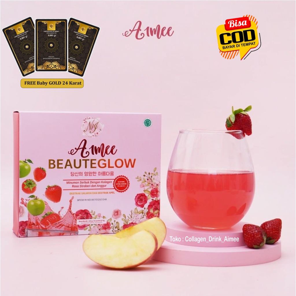 Aimee Collagen Drink Dna Salmon 15 Sachet Gram Minuman Kolagen Colagen drink Pencerah Kulit Wajah Tu