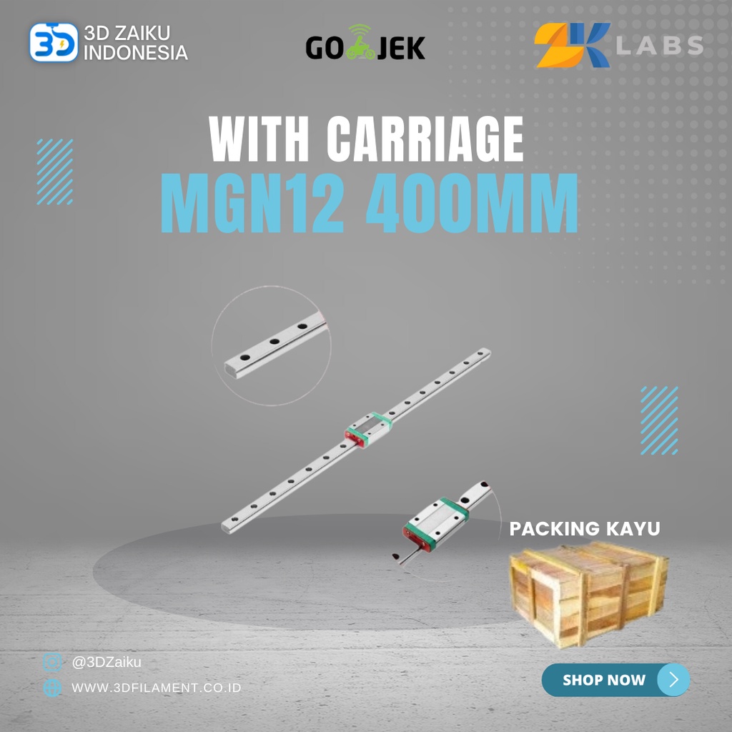 ZKLabs MGN12 Linear Rail 400 mm dengan MGN12H Carriage