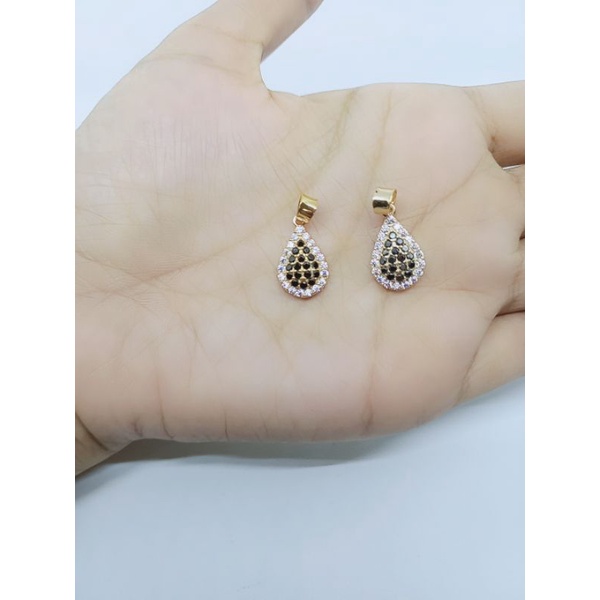 kalung jedar + liontin tears mp kombi mt hitam/ kalung perak asli silver 925 lapis emas