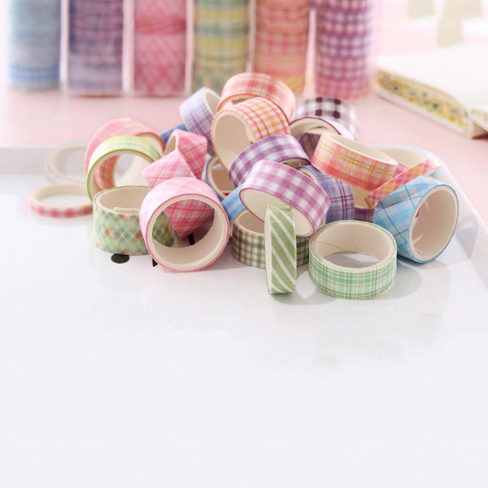 Nanas 6roll /box Washi Tape Set Grid Washitape Pita Hias Kawaii Sticker