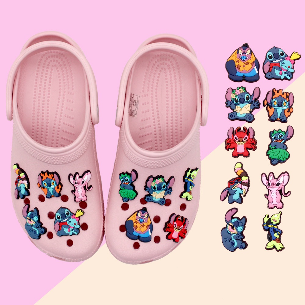 Stitch ️Tema kartun lucu Crocs Pin Sandal shoe charms Jibbitz DIY Dapat Dilepas decorate accessories Anak Hadiah