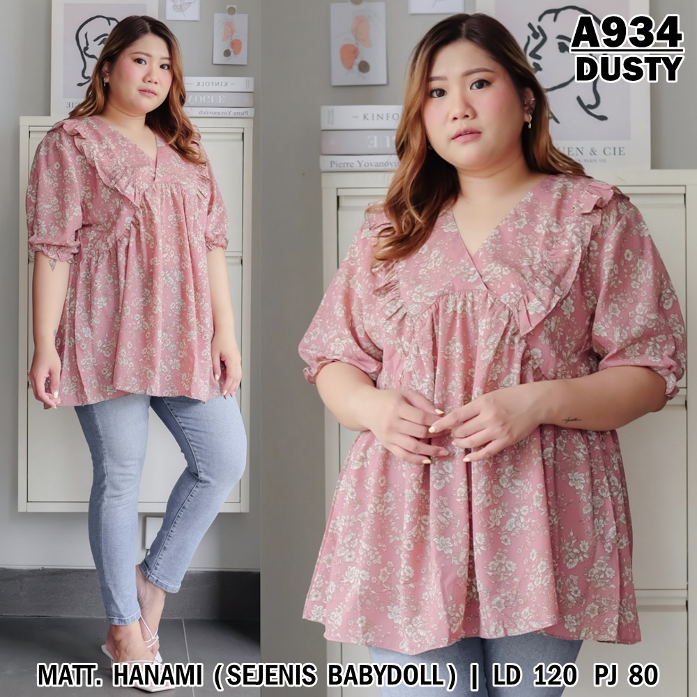 UNION11 - ATASAN JUMBO WANITA LD 120 / BLOUSE WANITA JUMBO / ATASAN JUMBO XXXL WANITA / BAJU JUMBO WANITA VANES ANGEL-A934 DUSTY