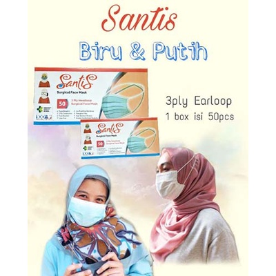 Masker 3ply / Surgical Face Mask / Masker Daily Santis Earloop &amp; Headloop