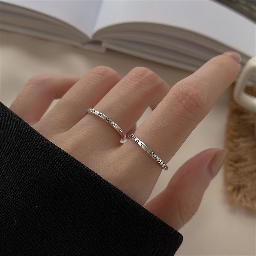 【COD Tangding】2pcs / Set Cincin Jari Telunjuk Model Terbuka Desain Simple Untuk Wanita Element