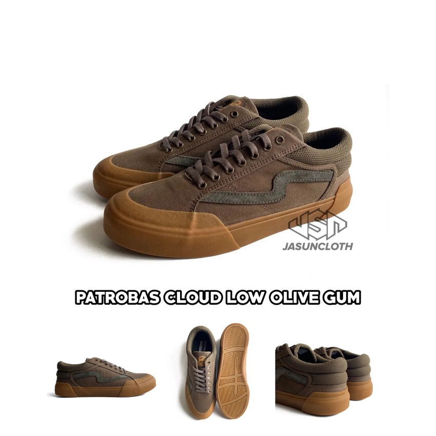 [RESELLER RESMI] SEPATU SNEAKER PATROBAS UNISEX PRIA DAN WANITE SERIES CLOUD LOW OLIVE GUM ORIGINAL 