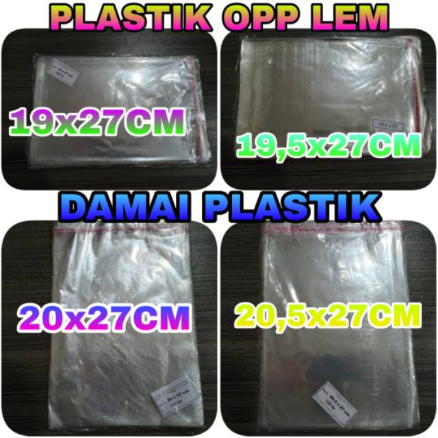 

Kantong Plastik Opp Seal Lem Perekat Kemasan Souvenir Jilbab Sandal Baju 19x27 19,5x27 20x27 20,5x27 18x18 23X27