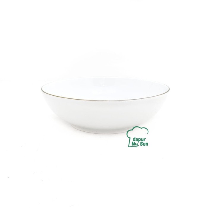 1pc mangkok soto ceper list emas ukuran 7inch/mangkuk keramik