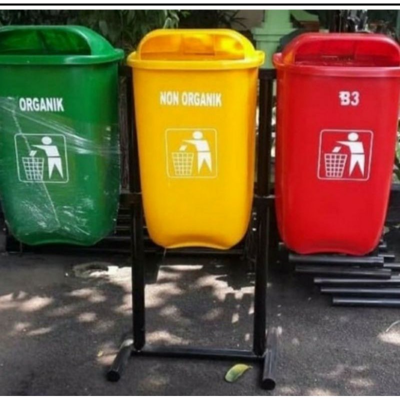 Tempat Sampah fiberglass bentuk oval 3in 1