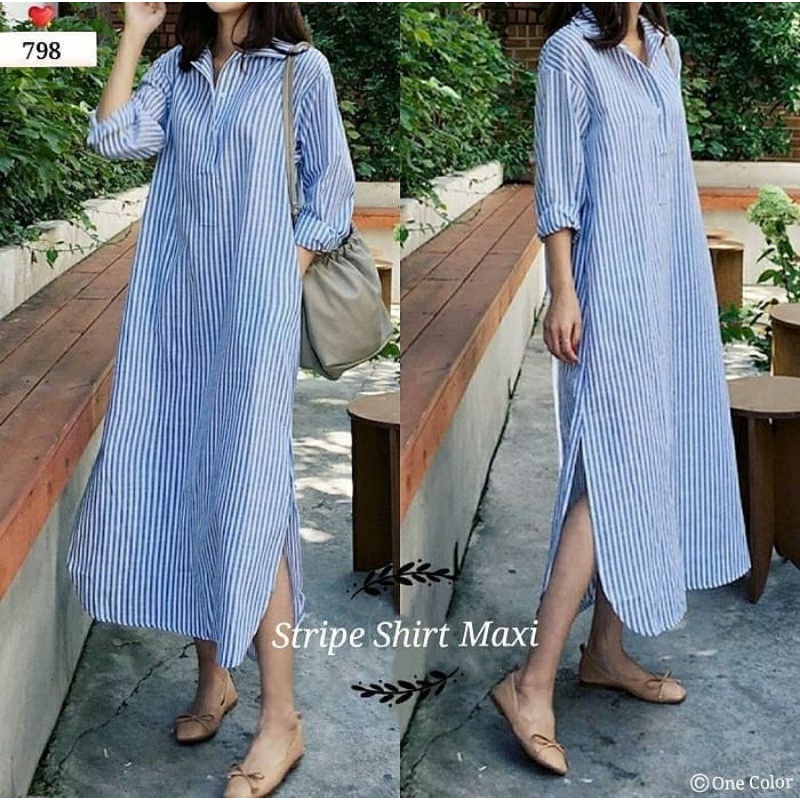 Stripe Shirt Tunik jumbo,dress jumbo, baju pantai,baju kerja