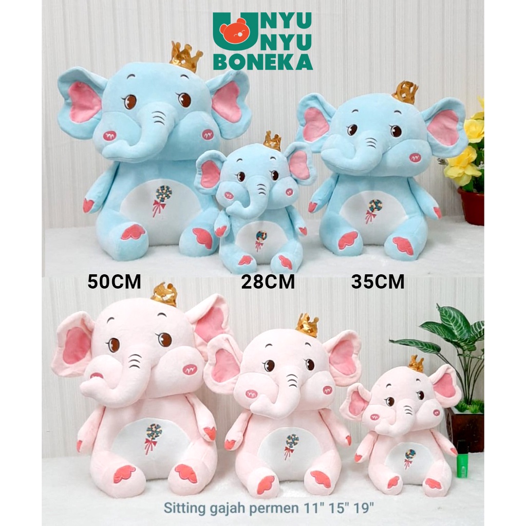 Boneka Sitting Gajah Sayap Kalung Bunga Elephant Zoo Impor Kado Hadiah Anak