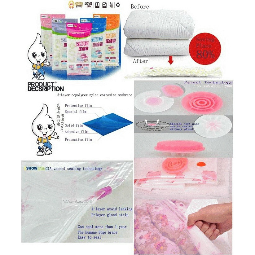 Plastik Vacuum Wenbo Satuan - Plastik Pakaian Selimut - High Quality Vacum Berbagai Ukuran - Wenboo