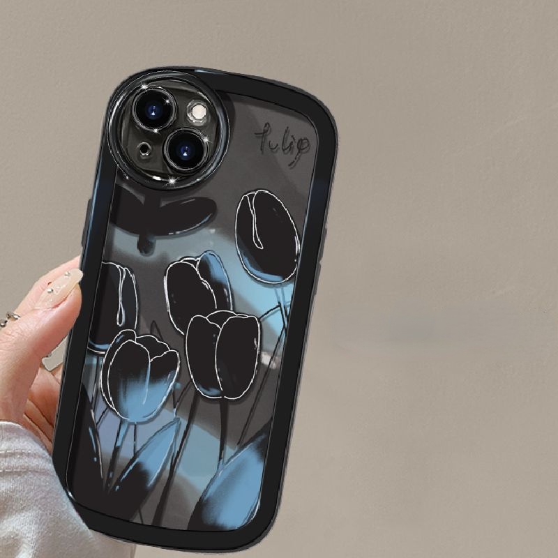 Case Desain Tulip Warna Hitam Untuk iPhone 12 13 11 Pro Max X Xs Max Xr ghjd