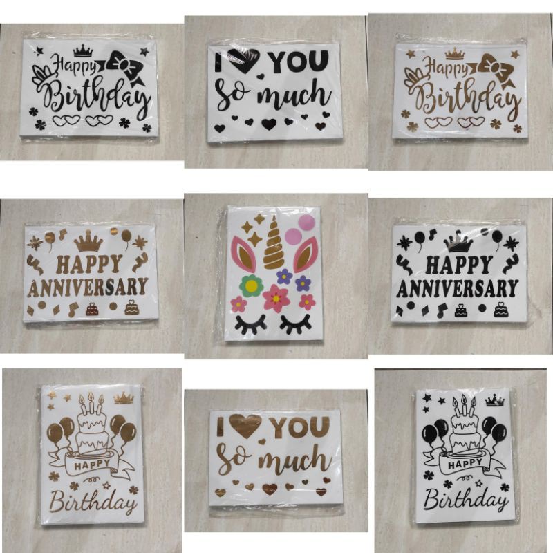 Stiker Bobo Balon PVC Ukuran 21 x 29 cm Balloon Sticker Happy Birthday/I Love You/Anniversary/Gradua