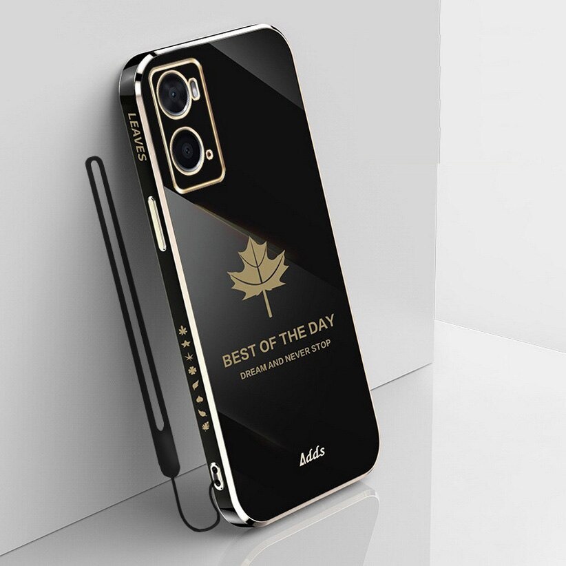 Case Oppo A96 / A76 / A36 Softcase Silikon Elektro Plating Dengan Tali Gantung