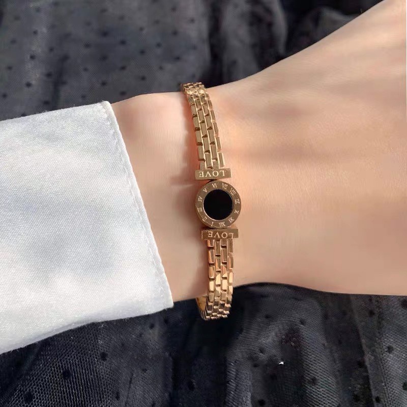 Gelang Butik Sederhana Gelang pastel Bulat Angka Romawi Untuk Pria Dan Wanita Tangan Perhiasan rose gold plated/sterling silver bracelet Untuk Wanita