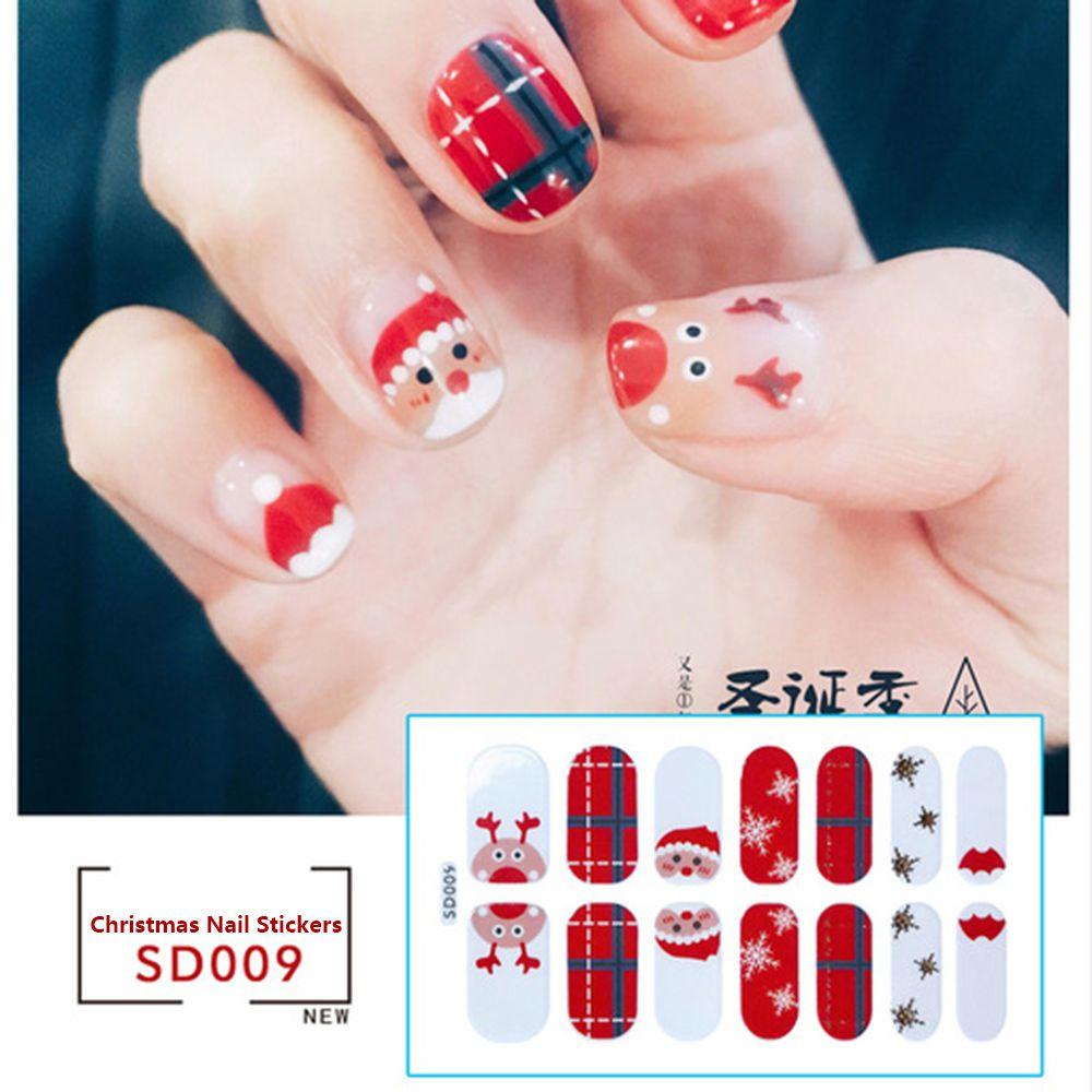 Stiker Kuku Desain Santa Snowman Untuk Dekorasi Natal