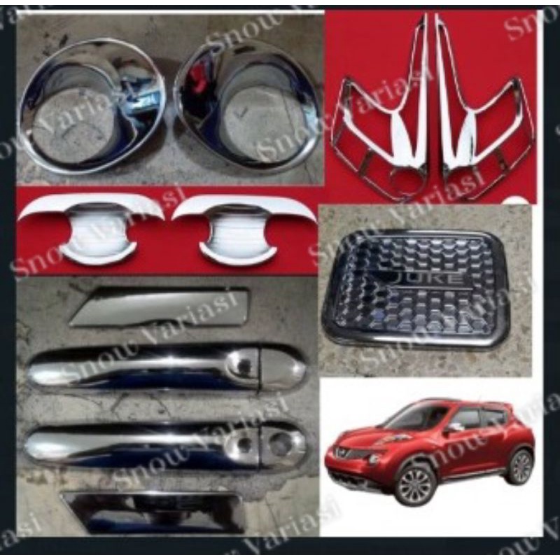 Paket Garnish Depan Belakang Outer Handle Tank Cover Nissan Juke Chrome