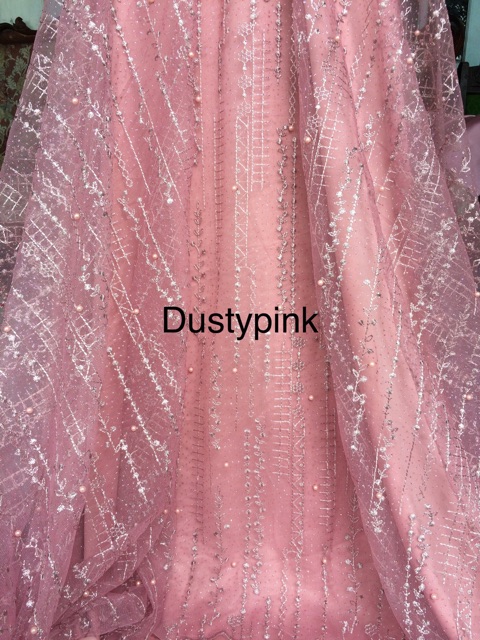 Kain tulle akar mutiara/motif salur/kain mutiara