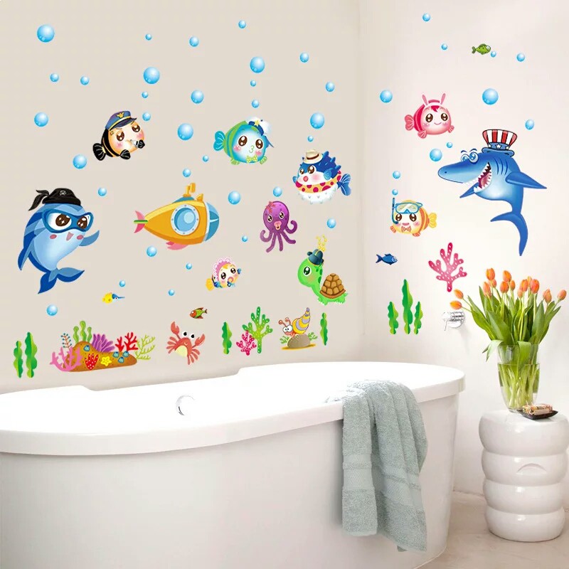 RELIZA Wall Sticker | Stiker Dinding IKAN FISH LAUT KAMAR MANDI TOILET SK7070