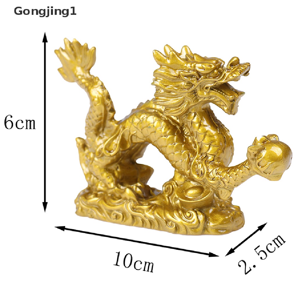 Gongjing1 Ornamen Patung Naga Zodiak Cina Warna Emas Untuk Dekorasi Rumah