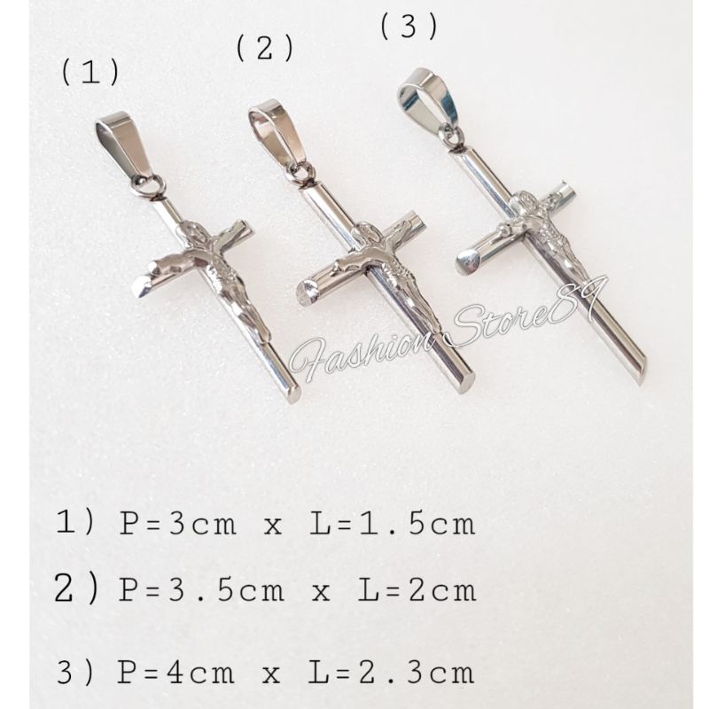 Kalung Salib Jesus Titanium Silver Gold Premium Antikarat Fashion Rohani Kalung Titanium Salib Antikarat