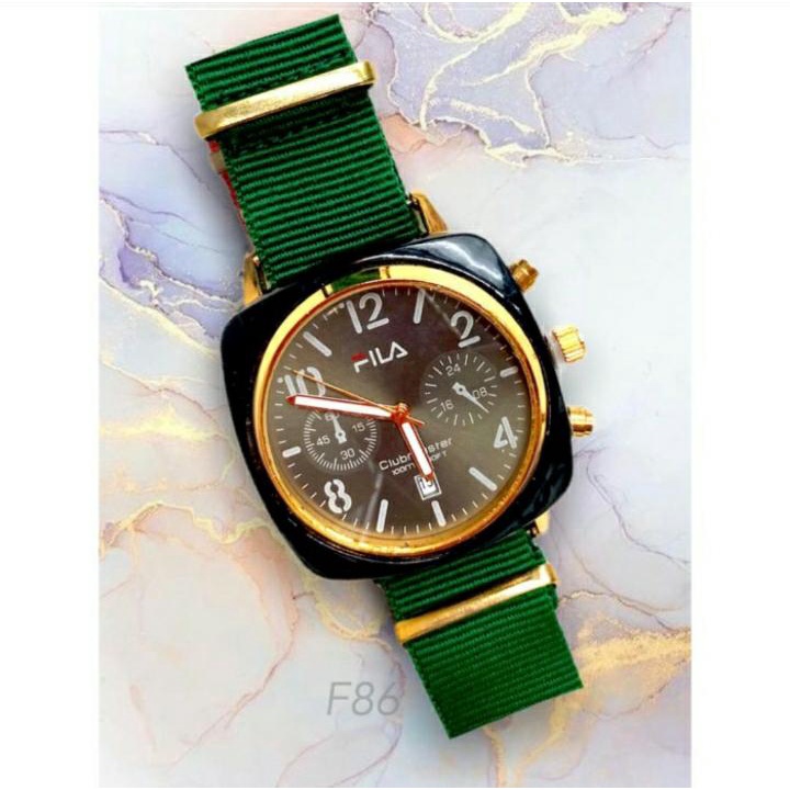 F86 JAM TANGAN FASHION UNISEX TRENDY FLA STRAP CANVAS