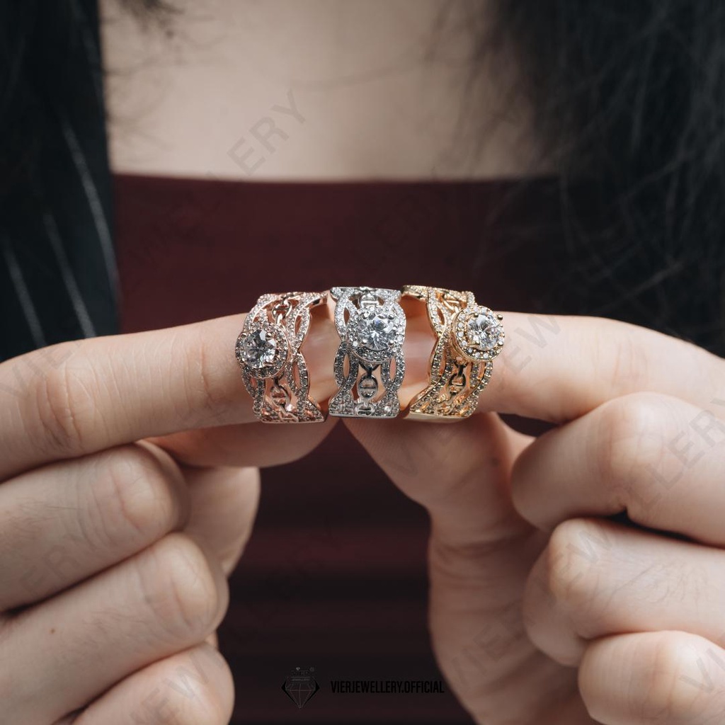 Vier Jewellery - Vier Edition Ring 14954 Cincin Bronze Crystal Zirconia Replika Berlian