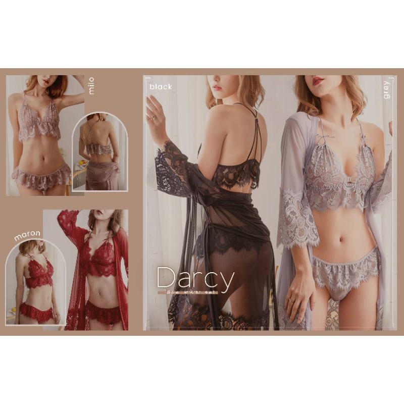 DARCY lace bikini set dengan kimono robe bra gstring ada ukuran besar bigsize jumbo sexy transparan