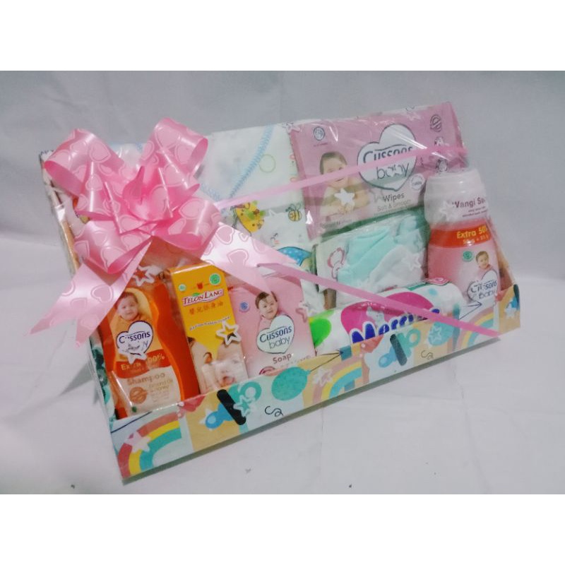 Parcel Kado Lahiran Bayi LakiLaki Perempuan Murah hampers babygif-Pink