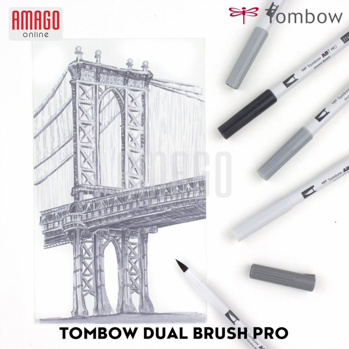 TOMBOW Dual Brush Pen ABT PRO - GRAY TONES - 5 packs - XAAB-TP5GR