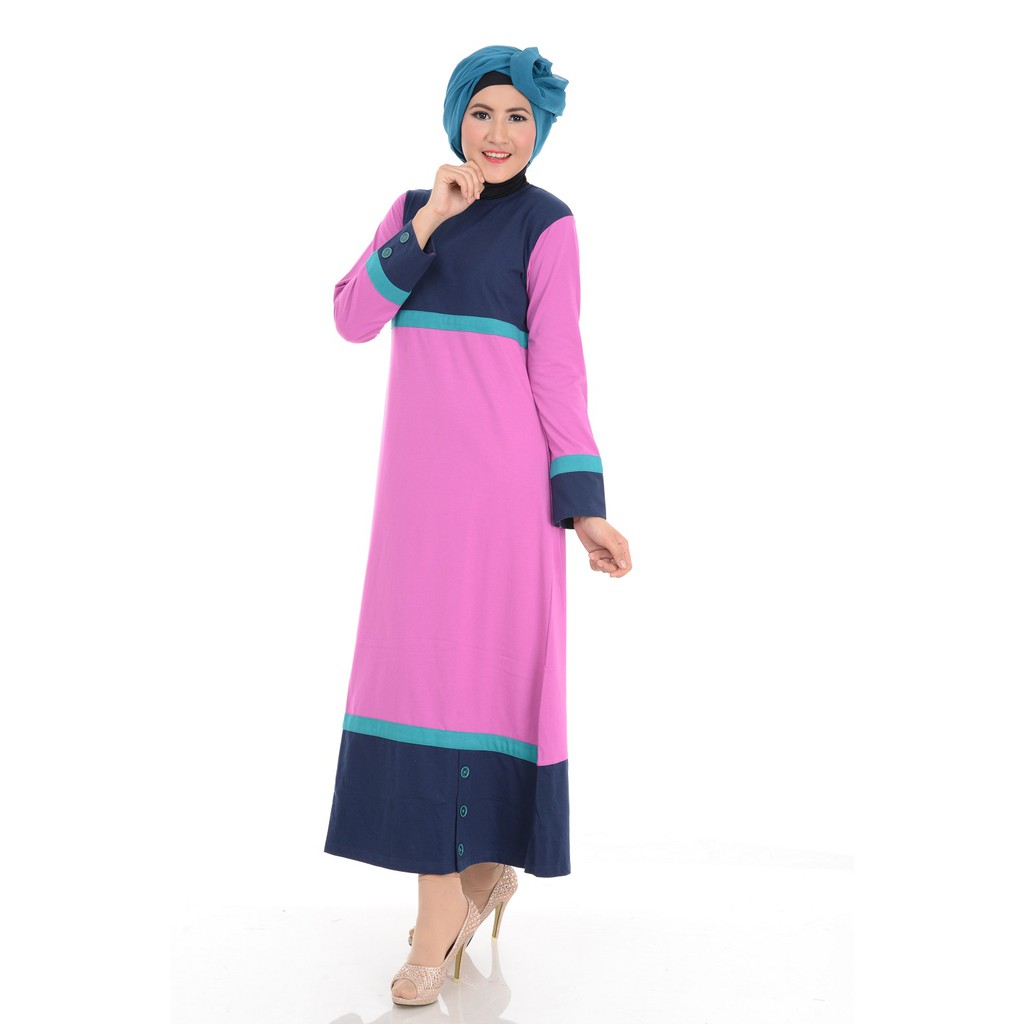 Gamis Motif / Gamis Syari / Baju Muslim Wanita / Gamis Dewasa Alnita AG 01 / Pink Fanta
