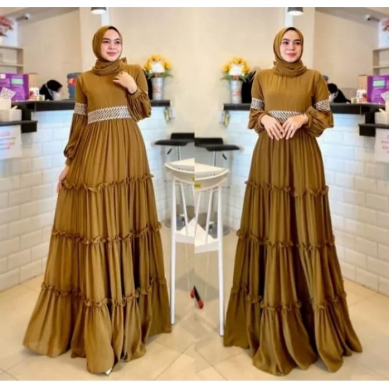 danisa maxi gamis  ceruty full puring terbaru 2022