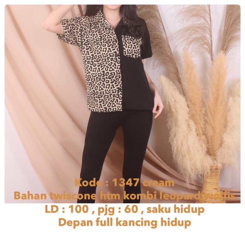 atasan kemeja leopard / kemeja leopard twotone