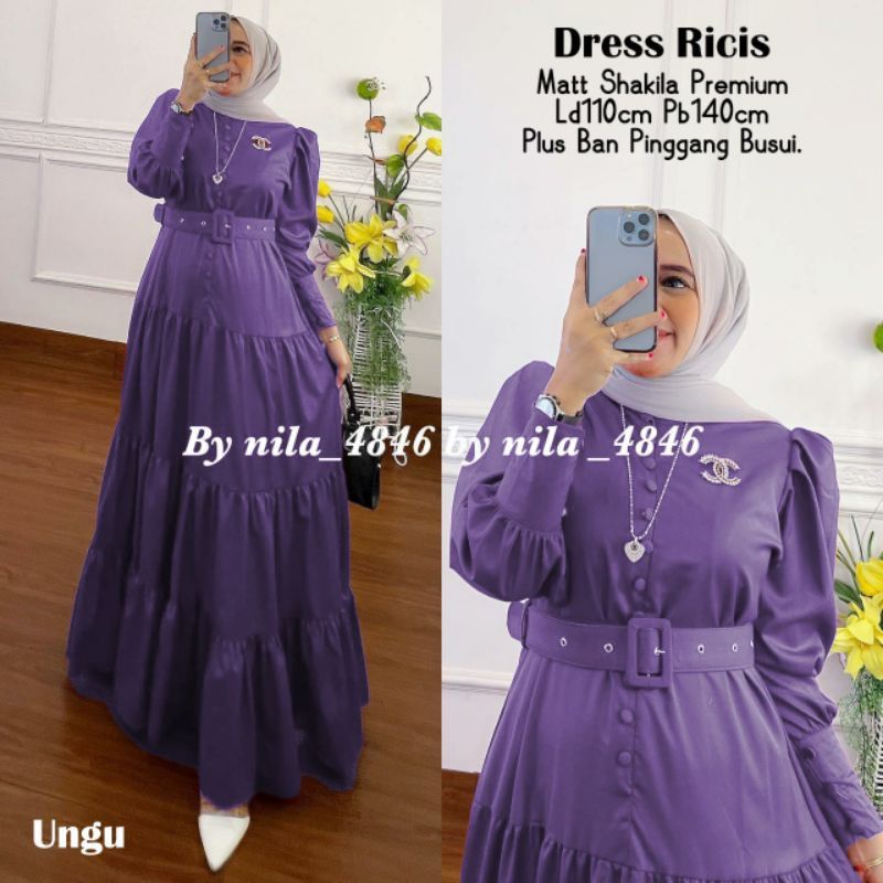 RICIS DRESS GAMIS MAXY SHAKILA PREMIUM FREE BELT BEST SELLER TERMURAH