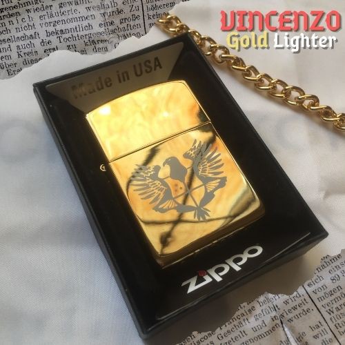 Hadiah Lebaran - VINCENZO GOLD ZIPPO Lighter PREMIUM (1:1) Korek Song Joongki (Vincenzo Lighter)
