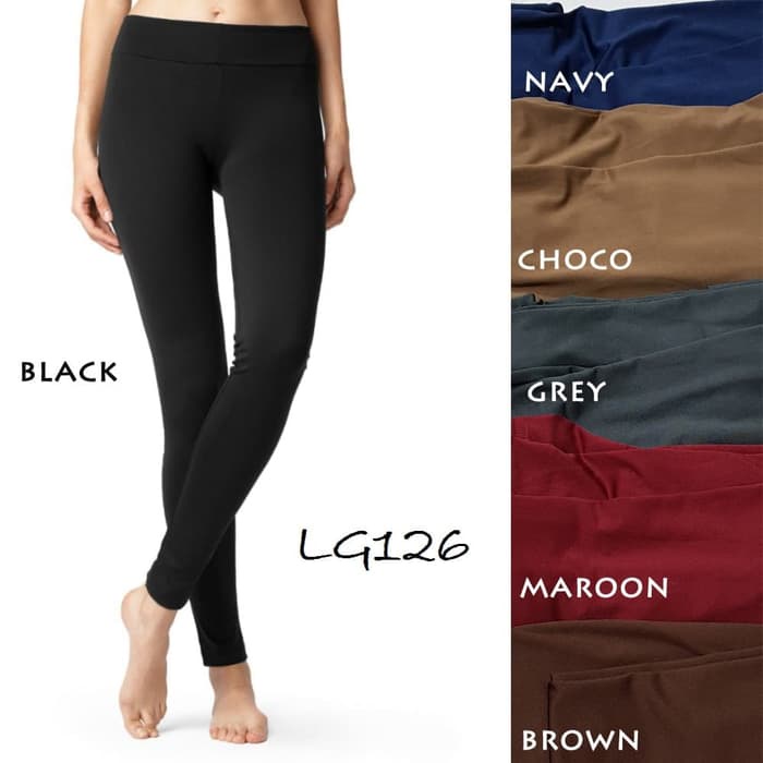 Legging Polos Hitam Wanita Jersey Premium