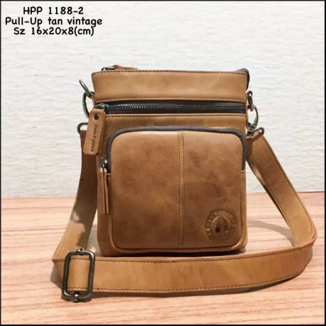 Tas pria hush puppies 1188-1 tan super premium tas cowok tas kulit tas import dompet hushpuppies