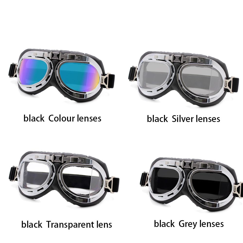 TOP Eye Protection Pilot Vintage Motorcycle Glasses Retro Goggles Dustproof Protective Gears Lens Frame Snowboard Sunglasses Cruiser Scooter/Multicolor