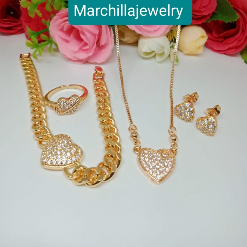 satu set perhiasan xuping lapis emas aksesoris fashion