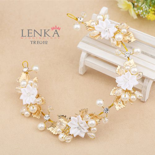 [SIAP KIRIM] TIARA WEDDING GOLD AKSESORIS PESTA PERNIKAHAN BUNGA TRE012